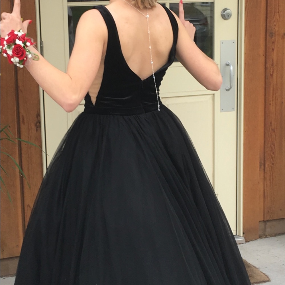 Black velvet prom dress